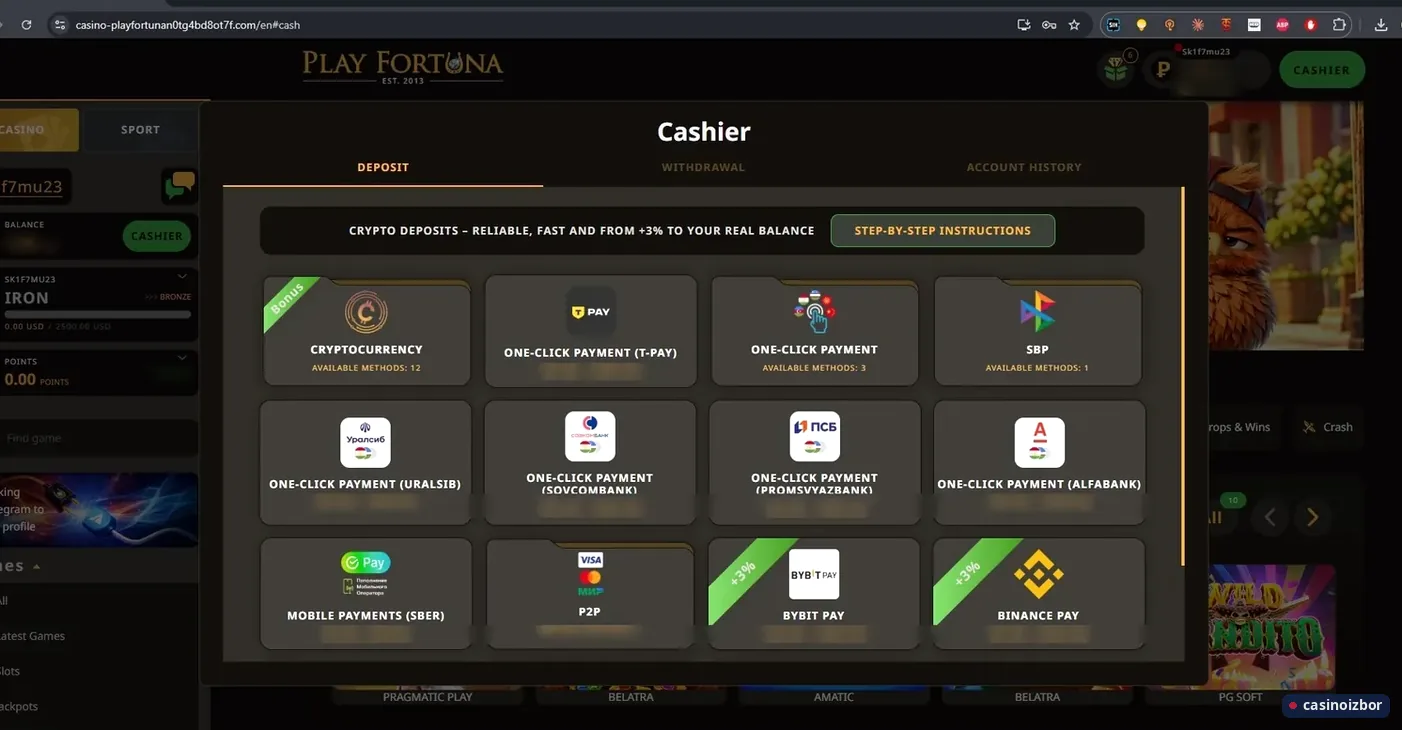 Play Fortuna blagajna sa kriptovalutama, Bybit Pay, Binance Pay i bankama