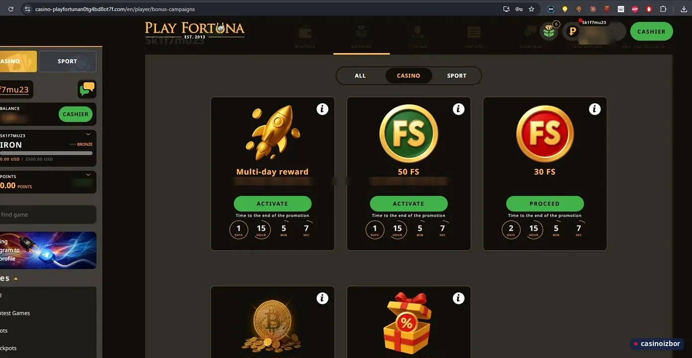 Play Fortuna strana akcija sa besplatnim spinovima i bonusima na uplatu