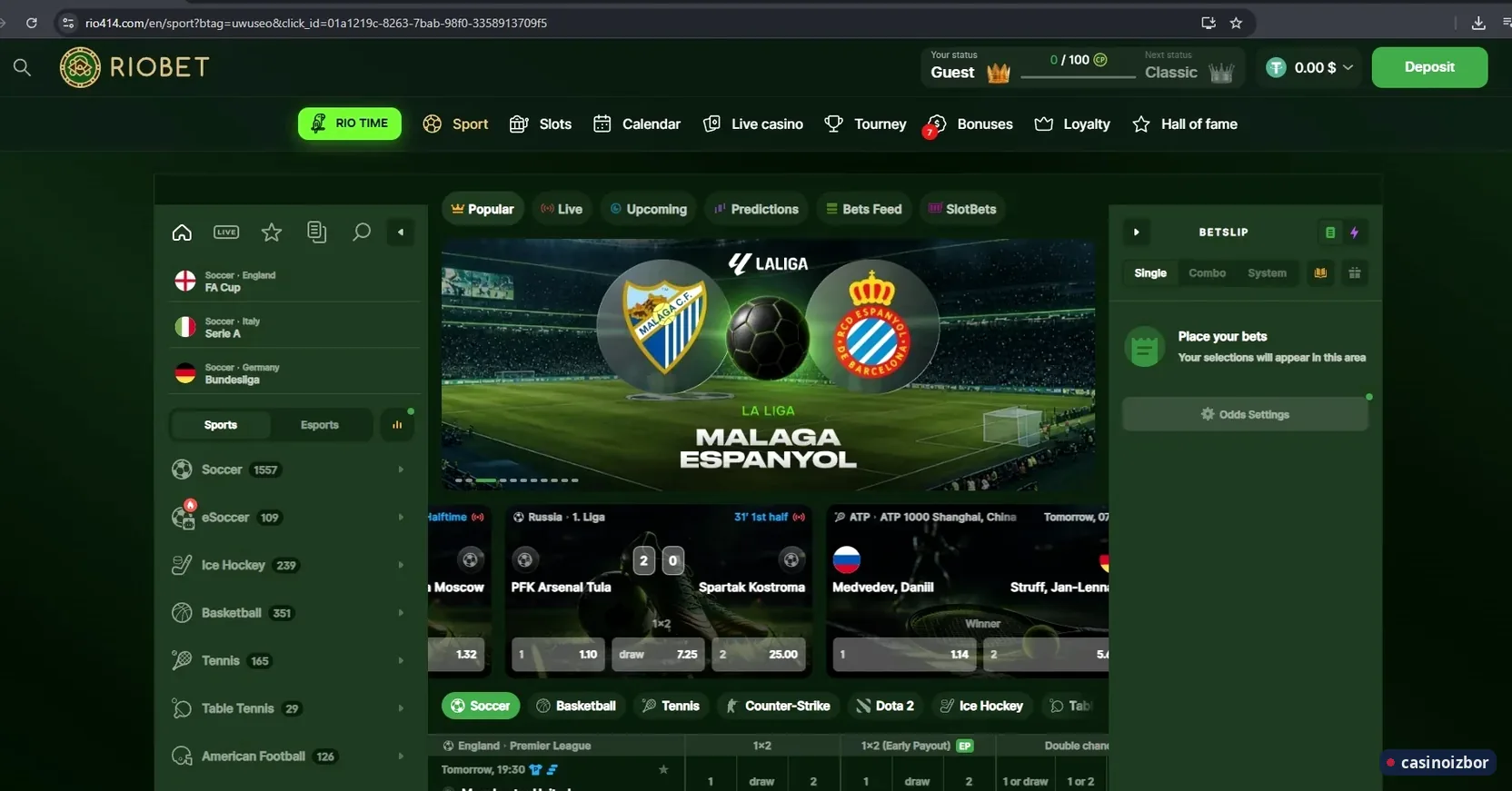 Riobet sportsko klađenje sa La Ligom, mečevima uživo i spiskom sportova