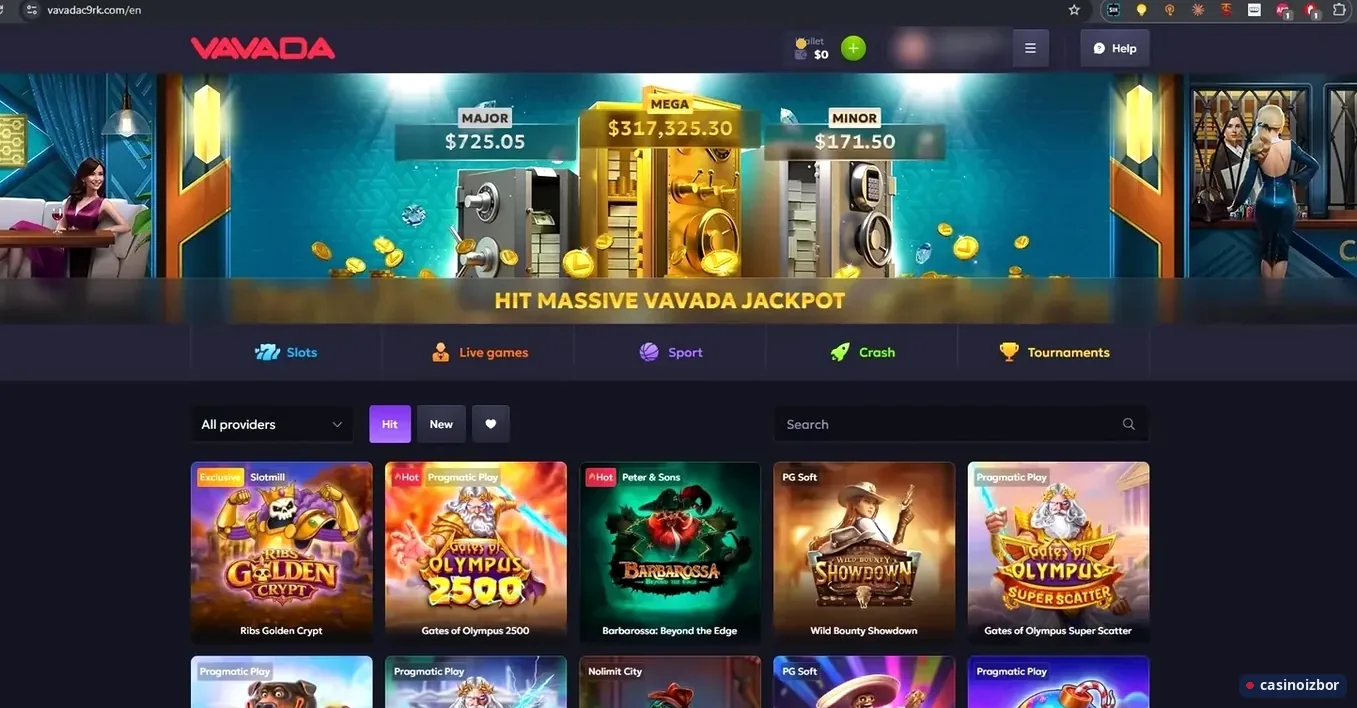 Vavada naslovna strana sa tri progresivna džekpota i popularnim slotovima